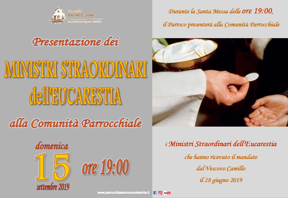 Corso Per Ministro Straordinario Dell'eucaristia Presentazione dei MINISTRI STRAORDINARI dell'EUCARESTIA - Parrocchia