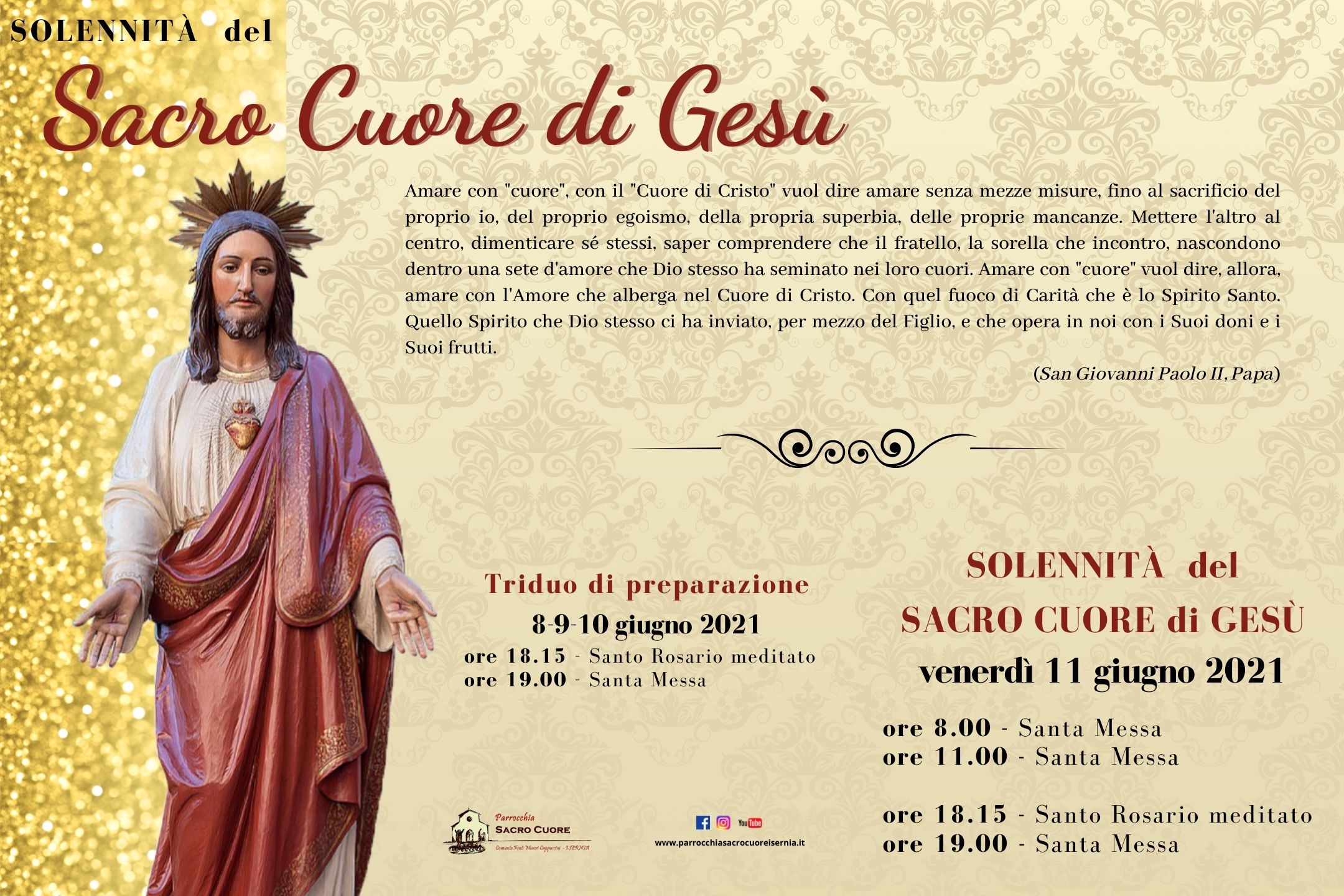 Triduo di preparazione alla Solennità del SACRO CUORE di GESÙ 8910 giugno 2021 Parrocchia Triduo di preparazione alla Solennità del SACRO CUORE di GESÙ 8910 giugno 2021 Parrocchia