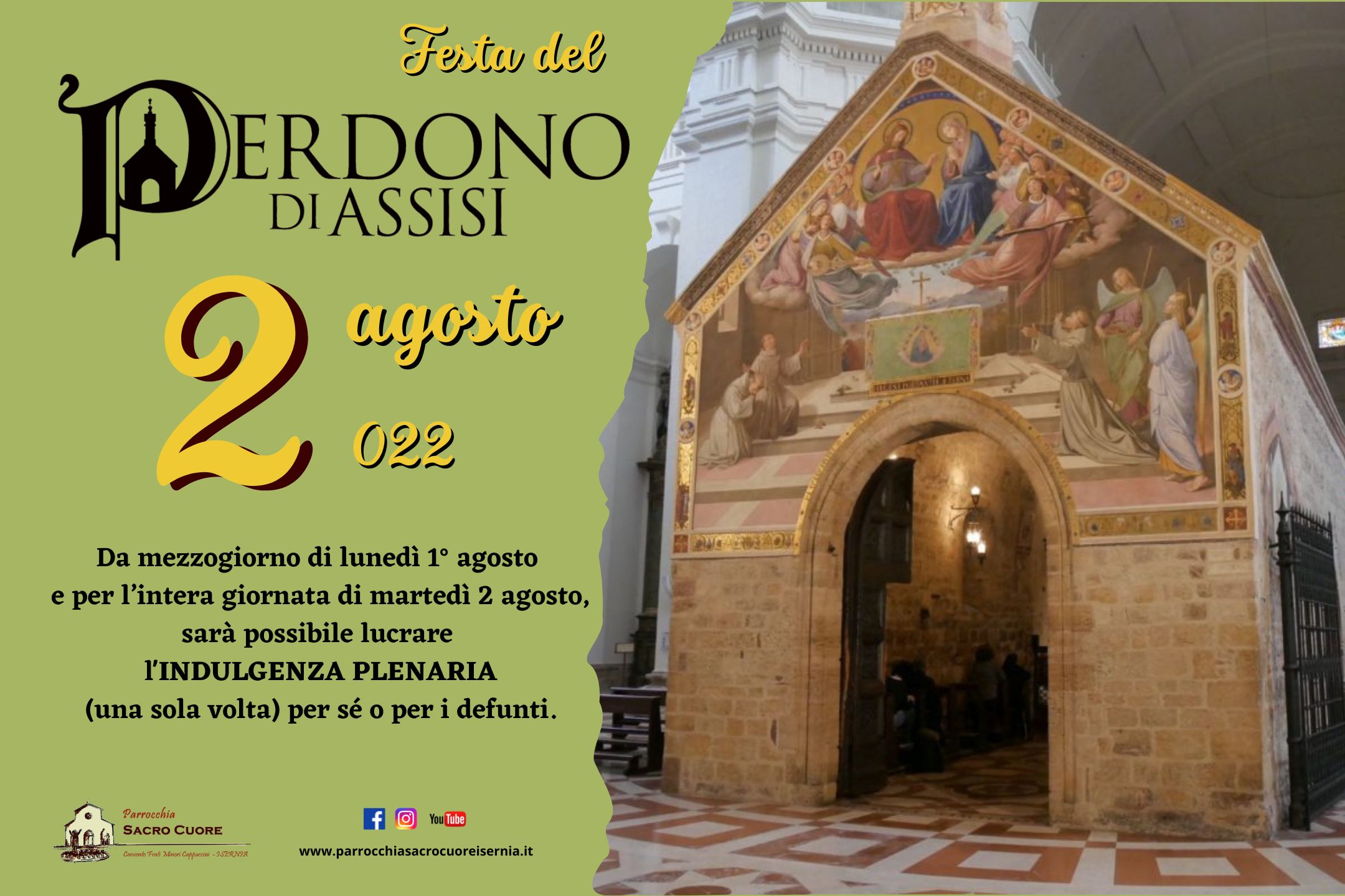 Preghiera Per Il Perdono Di Assisi Perdono di Assisi – martedì 2 agosto 2022 – Parrocchia Sacro Cuore Isernia