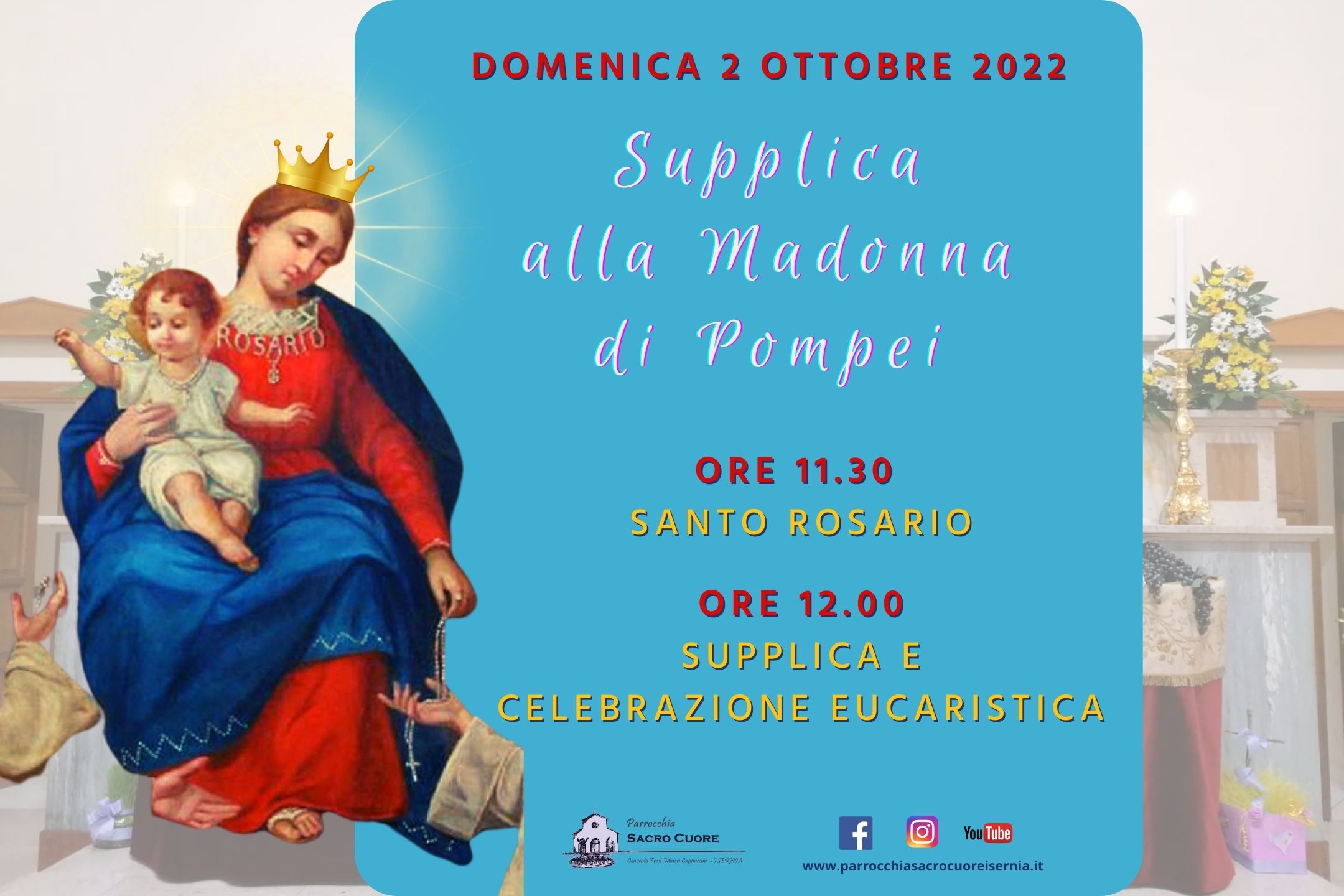 Testo Supplica Alla Madonna Di Pompei Supplica alla Madonna di Pompei – domenica 2 ottobre 2022 – ore 12.00